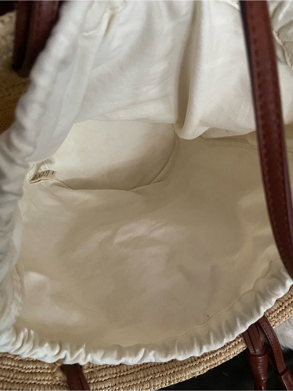 SEZANE Justine Raffia Basket Bag With Leather Handles ⚜️ - Picture 8 of 12